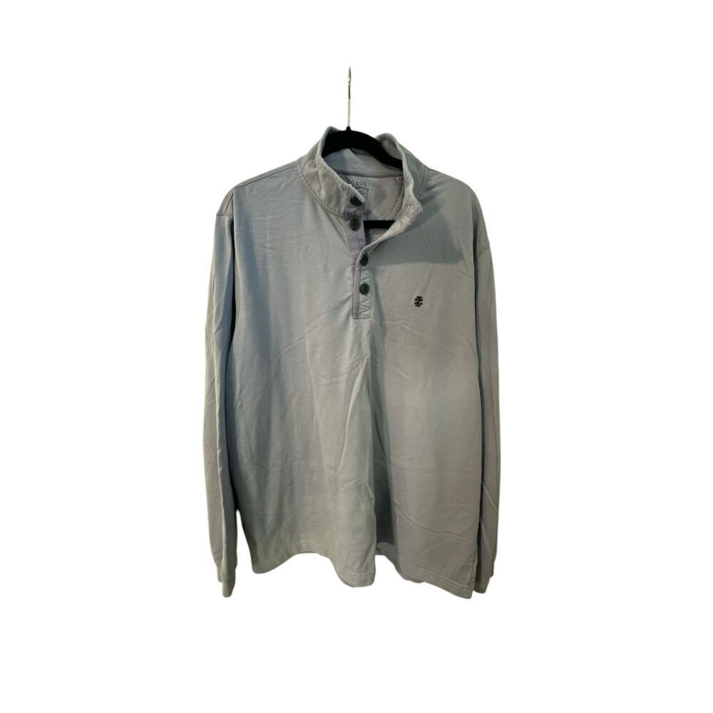 Izod Saltwater 3/4 Pullover Henley Lavender Terry Size Large Men's